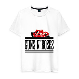 Мужская футболка хлопок с принтом Guns n roses red в Белгороде, 100% хлопок | прямой крой, круглый вырез горловины, длина до линии бедер, слегка спущенное плечо. | guns and roses | rock | ганс н роуз | музыка | рок