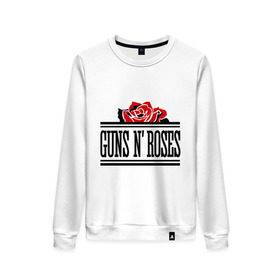 Женский свитшот хлопок с принтом Guns n roses red в Белгороде, 100% хлопок | прямой крой, круглый вырез, на манжетах и по низу широкая трикотажная резинка  | guns and roses | rock | ганс н роуз | музыка | рок