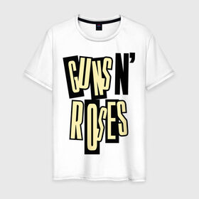 Мужская футболка хлопок с принтом Guns n roses cream в Белгороде, 100% хлопок | прямой крой, круглый вырез горловины, длина до линии бедер, слегка спущенное плечо. | guns and roses | rock | ганс н роуз | музыка | рок