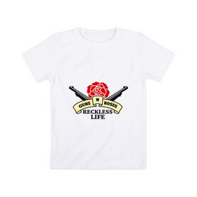 Детская футболка хлопок с принтом GNR reckless life в Белгороде, 100% хлопок | круглый вырез горловины, полуприлегающий силуэт, длина до линии бедер | guns and roses | guns n roses | rock | ганс н роуз | музыка | рок