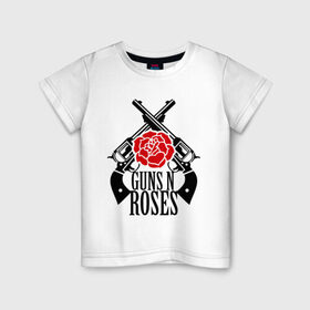 Детская футболка хлопок с принтом Guns n roses rose в Белгороде, 100% хлопок | круглый вырез горловины, полуприлегающий силуэт, длина до линии бедер | guns and roses | rock | ганс н роуз | музыка | рок