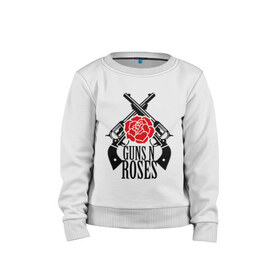 Детский свитшот хлопок с принтом Guns n roses rose в Белгороде, 100% хлопок | круглый вырез горловины, эластичные манжеты, пояс и воротник | guns and roses | rock | ганс н роуз | музыка | рок