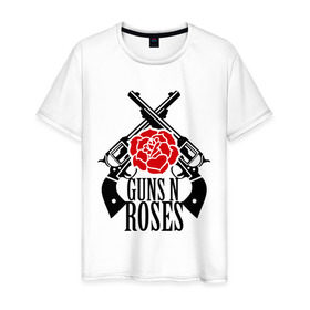 Мужская футболка хлопок с принтом Guns n roses rose в Белгороде, 100% хлопок | прямой крой, круглый вырез горловины, длина до линии бедер, слегка спущенное плечо. | guns and roses | rock | ганс н роуз | музыка | рок