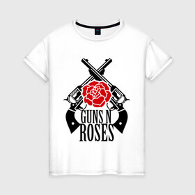 Женская футболка хлопок с принтом Guns n roses rose в Белгороде, 100% хлопок | прямой крой, круглый вырез горловины, длина до линии бедер, слегка спущенное плечо | guns and roses | rock | ганс н роуз | музыка | рок