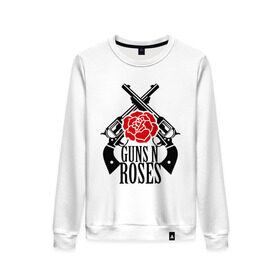 Женский свитшот хлопок с принтом Guns n roses rose в Белгороде, 100% хлопок | прямой крой, круглый вырез, на манжетах и по низу широкая трикотажная резинка  | guns and roses | rock | ганс н роуз | музыка | рок