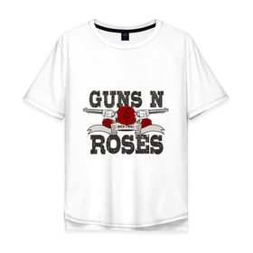 Мужская футболка хлопок Oversize с принтом Guns n roses black в Белгороде, 100% хлопок | свободный крой, круглый ворот, “спинка” длиннее передней части | guns and roses | rock | ганс н роуз | музыка | рок