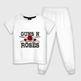 Детская пижама хлопок с принтом Guns n roses black в Белгороде, 100% хлопок |  брюки и футболка прямого кроя, без карманов, на брюках мягкая резинка на поясе и по низу штанин
 | guns and roses | rock | ганс н роуз | музыка | рок