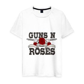 Мужская футболка хлопок с принтом Guns n roses black в Белгороде, 100% хлопок | прямой крой, круглый вырез горловины, длина до линии бедер, слегка спущенное плечо. | guns and roses | rock | ганс н роуз | музыка | рок