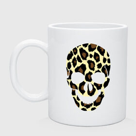 Кружка с принтом Skull leopard в Белгороде, керамика | объем — 330 мл, диаметр — 80 мм. Принт наносится на бока кружки, можно сделать два разных изображения | leo | skull | леопард | череп