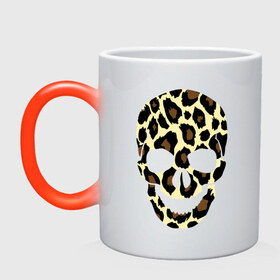 Кружка хамелеон с принтом Skull leopard в Белгороде, керамика | меняет цвет при нагревании, емкость 330 мл | leo | skull | леопард | череп