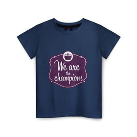Детская футболка хлопок с принтом We are the champions в Белгороде, 100% хлопок | круглый вырез горловины, полуприлегающий силуэт, длина до линии бедер | freddie mercury | queen | классический рок | куин | рок группа | фредди меркьюри