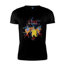 Мужская футболка премиум с принтом Queen A Kind of Magic в Белгороде, 92% хлопок, 8% лайкра | приталенный силуэт, круглый вырез ворота, длина до линии бедра, короткий рукав | freddie mercury | queen | классический рок | куин | рок группа | фредди меркьюри