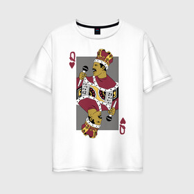 Женская футболка хлопок Oversize с принтом Queen playing card в Белгороде, 100% хлопок | свободный крой, круглый ворот, спущенный рукав, длина до линии бедер
 | freddie mercury | queen | классический рок | куин | рок группа | фредди меркьюри