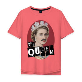 Мужская футболка хлопок Oversize с принтом The Queen в Белгороде, 100% хлопок | свободный крой, круглый ворот, “спинка” длиннее передней части | freddie mercury | queen | классический рок | куин | рок группа | фредди меркьюри
