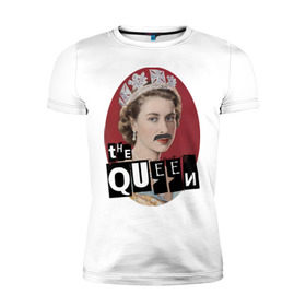 Мужская футболка премиум с принтом The Queen в Белгороде, 92% хлопок, 8% лайкра | приталенный силуэт, круглый вырез ворота, длина до линии бедра, короткий рукав | freddie mercury | queen | классический рок | куин | рок группа | фредди меркьюри