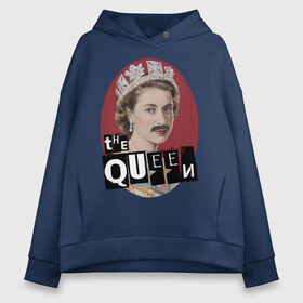 Женское худи Oversize хлопок с принтом The Queen в Белгороде, френч-терри — 70% хлопок, 30% полиэстер. Мягкий теплый начес внутри —100% хлопок | боковые карманы, эластичные манжеты и нижняя кромка, капюшон на магнитной кнопке | freddie mercury | queen | классический рок | куин | рок группа | фредди меркьюри