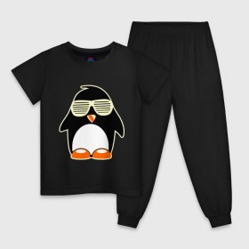 Детская пижама хлопок с принтом Пингвин в очках-жалюзи glow в Белгороде, 100% хлопок |  брюки и футболка прямого кроя, без карманов, на брюках мягкая резинка на поясе и по низу штанин
 | пингвин