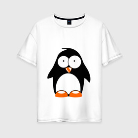 Женская футболка хлопок Oversize с принтом Пингвин кто здесь glow в Белгороде, 100% хлопок | свободный крой, круглый ворот, спущенный рукав, длина до линии бедер
 | Тематика изображения на принте: пингвин