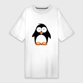 Платье-футболка хлопок с принтом Пингвин кто здесь glow в Белгороде,  |  | Тематика изображения на принте: пингвин