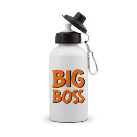 Бутылка спортивная с принтом Big Boss в Белгороде, металл | емкость — 500 мл, в комплекте две пластиковые крышки и карабин для крепления | big | big boss | boss | большой | большой босс | босс
