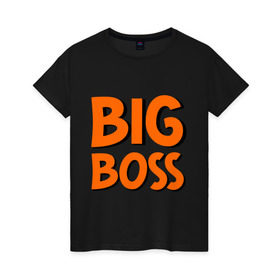 Женская футболка хлопок с принтом Big Boss в Белгороде, 100% хлопок | прямой крой, круглый вырез горловины, длина до линии бедер, слегка спущенное плечо | big | big boss | boss | большой | большой босс | босс