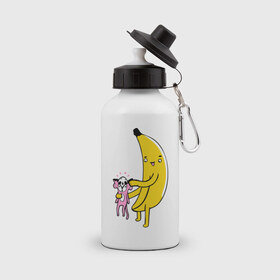 Бутылка спортивная с принтом Мстительный банан в Белгороде, металл | емкость — 500 мл, в комплекте две пластиковые крышки и карабин для крепления | Тематика изображения на принте: bananes | мартышка | обезьяна | фрукты