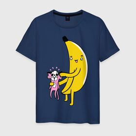 Мужская футболка хлопок с принтом Мстительный банан в Белгороде, 100% хлопок | прямой крой, круглый вырез горловины, длина до линии бедер, слегка спущенное плечо. | bananes | мартышка | обезьяна | фрукты