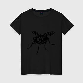 Женская футболка хлопок с принтом Рентген мухи в Белгороде, 100% хлопок | прямой крой, круглый вырез горловины, длина до линии бедер, слегка спущенное плечо | скелет