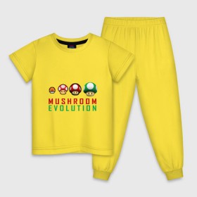 Детская пижама хлопок с принтом Mario Mushroom Evolution в Белгороде, 100% хлопок |  брюки и футболка прямого кроя, без карманов, на брюках мягкая резинка на поясе и по низу штанин
 | nintendo | марио | нинтендо