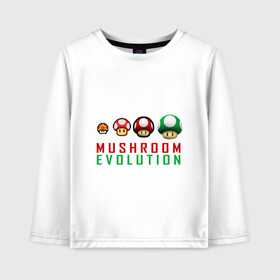 Детский лонгслив хлопок с принтом Mario Mushroom Evolution в Белгороде, 100% хлопок | круглый вырез горловины, полуприлегающий силуэт, длина до линии бедер | nintendo | марио | нинтендо