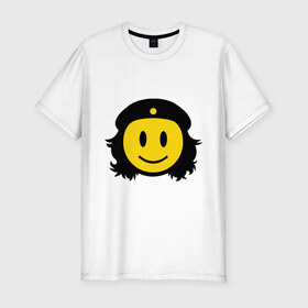 Мужская футболка премиум с принтом Смайл Че Гевара в Белгороде, 92% хлопок, 8% лайкра | приталенный силуэт, круглый вырез ворота, длина до линии бедра, короткий рукав | che gevara | smile | смайл
