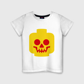 Детская футболка хлопок с принтом Страшная лего-рожица в Белгороде, 100% хлопок | круглый вырез горловины, полуприлегающий силуэт, длина до линии бедер | Тематика изображения на принте: голова | конструктор | лего | светящиеся