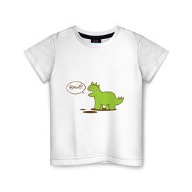 Детская футболка хлопок с принтом Динозаврик в Белгороде, 100% хлопок | круглый вырез горловины, полуприлегающий силуэт, длина до линии бедер | динозавр