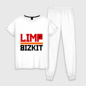 Женская пижама хлопок с принтом Limp Bizkit (2) в Белгороде, 100% хлопок | брюки и футболка прямого кроя, без карманов, на брюках мягкая резинка на поясе и по низу штанин | rock | лимп бизкит | рок группа | рок музыка