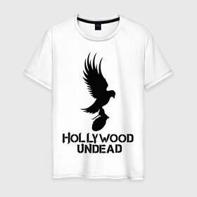 Мужская футболка хлопок с принтом Hollywood Undead в Белгороде, 100% хлопок | прямой крой, круглый вырез горловины, длина до линии бедер, слегка спущенное плечо. | hollywood undead | undead | птица с гранатой | рок реп группа hollywood undead
