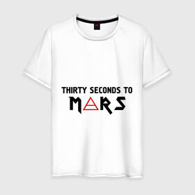 Мужская футболка хлопок с принтом 30 Seconds To Mars (30 секунд до марса) в Белгороде, 100% хлопок | прямой крой, круглый вырез горловины, длина до линии бедер, слегка спущенное плечо. | 30 seconds | 30 seconds to mars | 30 секунд до марса | панк | рок | рок энд ролл