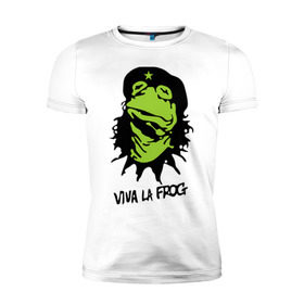 Мужская футболка премиум с принтом Viva la Frog в Белгороде, 92% хлопок, 8% лайкра | приталенный силуэт, круглый вырез ворота, длина до линии бедра, короткий рукав | frog | viva la frog | viva лягушка | лягушка | лягушка чегевара