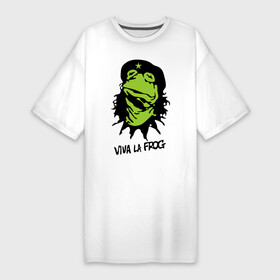 Платье-футболка хлопок с принтом Viva la Frog в Белгороде,  |  | frog | viva la frog | viva лягушка | лягушка | лягушка чегевара