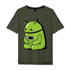 Мужская футболка хлопок Oversize с принтом Андроид плачет в Белгороде, 100% хлопок | свободный крой, круглый ворот, “спинка” длиннее передней части | android | андроид | андроид плачет