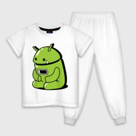 Детская пижама хлопок с принтом Андроид плачет в Белгороде, 100% хлопок |  брюки и футболка прямого кроя, без карманов, на брюках мягкая резинка на поясе и по низу штанин
 | android | андроид | андроид плачет