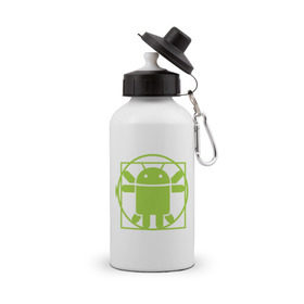 Бутылка спортивная с принтом Андроид давинчи в Белгороде, металл | емкость — 500 мл, в комплекте две пластиковые крышки и карабин для крепления | android | андроид давинчи | давинчи