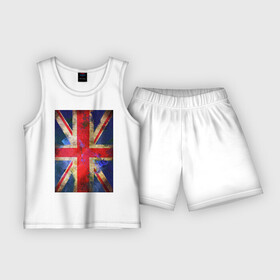 Детская пижама с шортами хлопок с принтом Флаг Британии в цветах в Белгороде,  |  | англия | британский флаг | великобритания | флаг великобритании