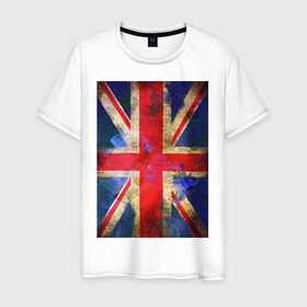 Мужская футболка хлопок с принтом Флаг Британии в цветах в Белгороде, 100% хлопок | прямой крой, круглый вырез горловины, длина до линии бедер, слегка спущенное плечо. | англия | британский флаг | великобритания | флаг великобритании
