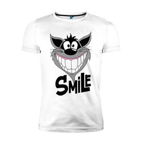 Мужская футболка премиум с принтом Улыбка Smile в Белгороде, 92% хлопок, 8% лайкра | приталенный силуэт, круглый вырез ворота, длина до линии бедра, короткий рукав | smile | волк | смайл | смайлик | улыбка