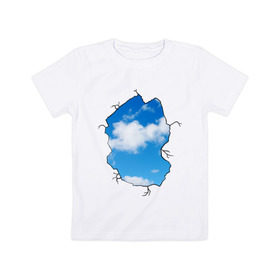 Детская футболка хлопок с принтом Небо. Бэнкси в Белгороде, 100% хлопок | круглый вырез горловины, полуприлегающий силуэт, длина до линии бедер | banksy | бенкси | бэнкси | графити | граффити | небо | облака | облако | стрит арт | стритарт