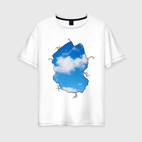 Женская футболка хлопок Oversize с принтом Небо Бэнкси в Белгороде, 100% хлопок | свободный крой, круглый ворот, спущенный рукав, длина до линии бедер
 | banksy | бенкси | бэнкси | графити | граффити | небо | облака | облако | стрит арт | стритарт
