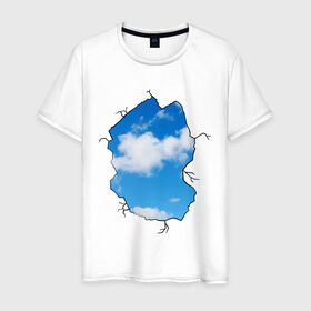 Мужская футболка хлопок с принтом Небо. Бэнкси в Белгороде, 100% хлопок | прямой крой, круглый вырез горловины, длина до линии бедер, слегка спущенное плечо. | banksy | бенкси | бэнкси | графити | граффити | небо | облака | облако | стрит арт | стритарт