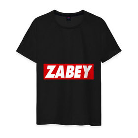 Мужская футболка хлопок с принтом ZABEY в Белгороде, 100% хлопок | прямой крой, круглый вырез горловины, длина до линии бедер, слегка спущенное плечо. | obey | антибренд | забей | обей
