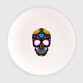 Тарелка с принтом Skull mexica в Белгороде, фарфор | диаметр - 210 мм
диаметр для нанесения принта - 120 мм | skull | мексика | мексиканский череп | череп | черепа