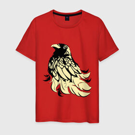 Мужская футболка хлопок с принтом Гордый орёл в Белгороде, 100% хлопок | прямой крой, круглый вырез горловины, длина до линии бедер, слегка спущенное плечо. | животные | орел | птицы
